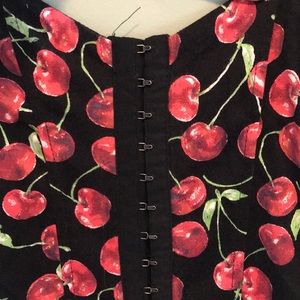 CHERRY PRINT CORSET DRESS